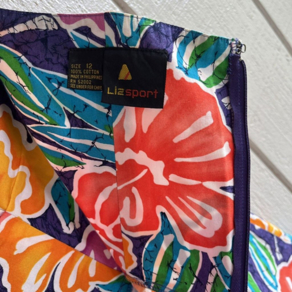 Liz Sport Vintage 1980s Hawaiian Floral Print Strapless Cotton Romper‎ Size 12 - Picture 9 of 12